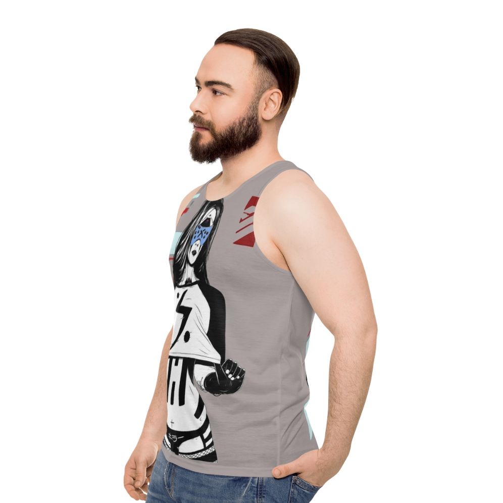 Cyberpunk Cyborg Unisex Futuristic Tank Top - men side