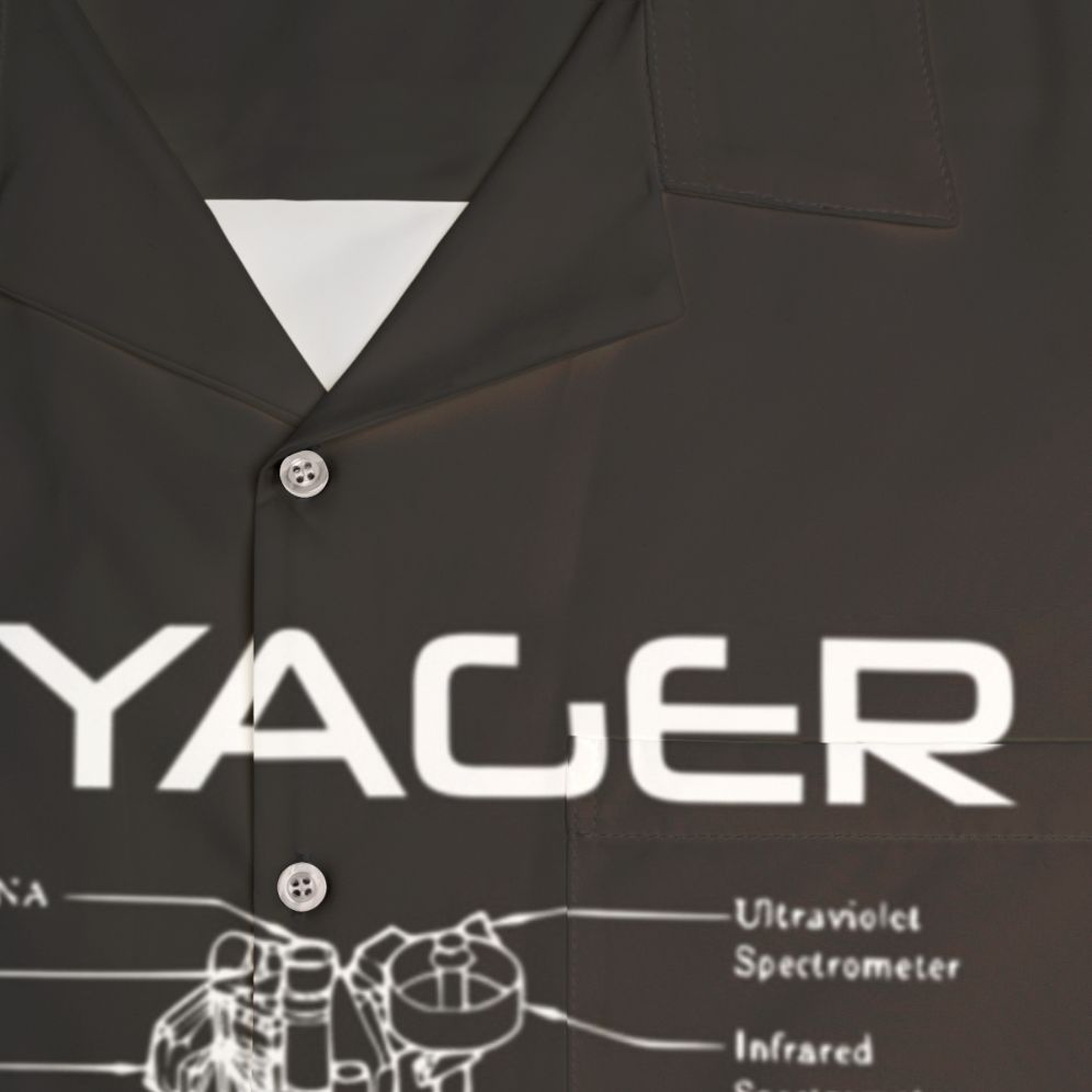 Voyager Program Inspired Hawaiian Shirt with Spacecraft and Planets - Detail