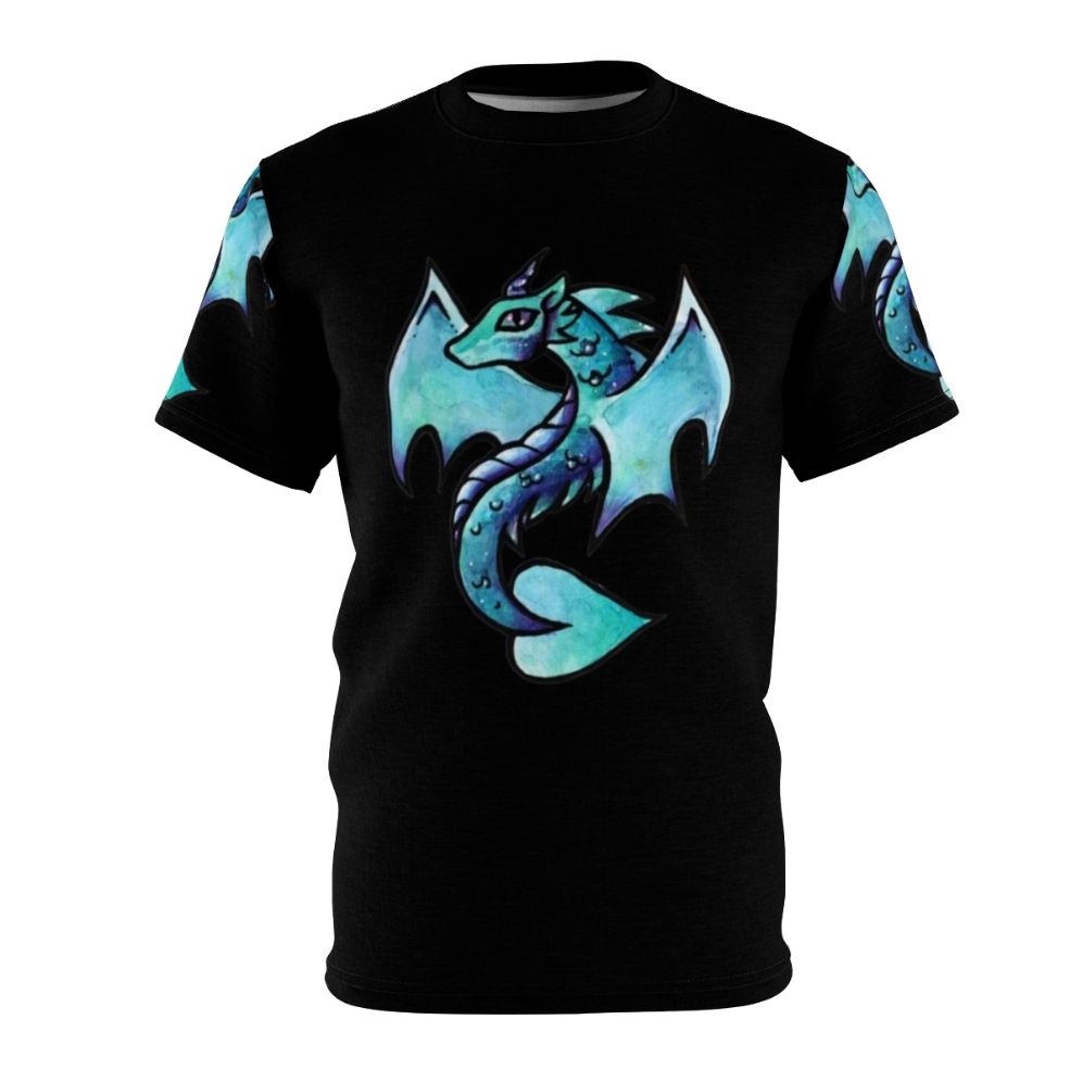 Watercolor dragon artwork printed on a high-quality t-shirt