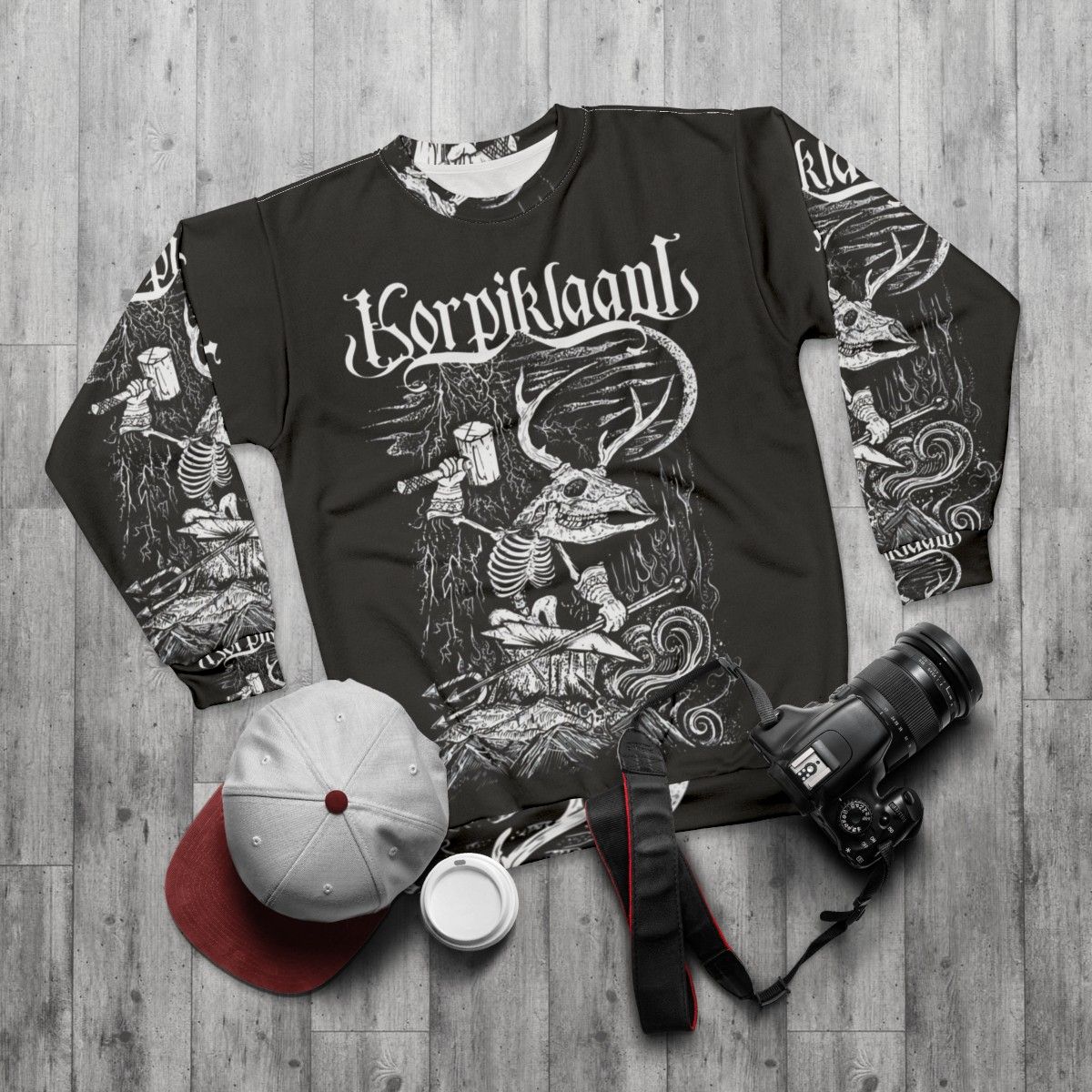 Korpiklaani Vanno Rauta Tapporauta folk metal band sweatshirt - flat lay