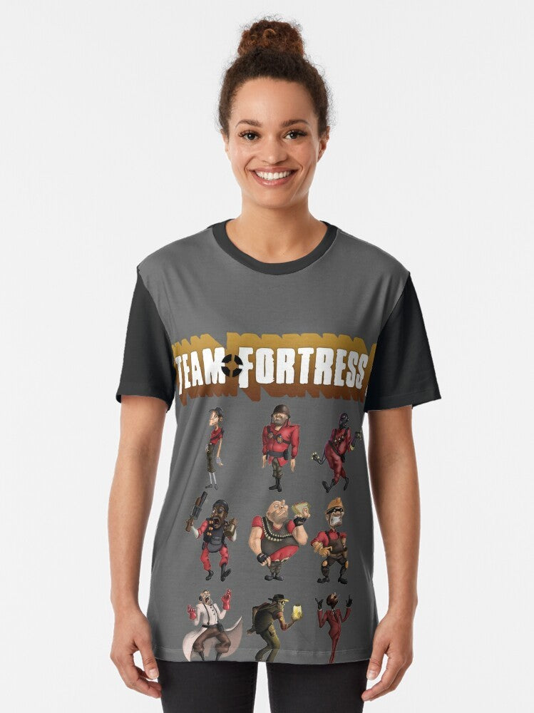 Team Fortress 2 (TF2) t-shirt featuring all characters and classes from the popular video game - Women