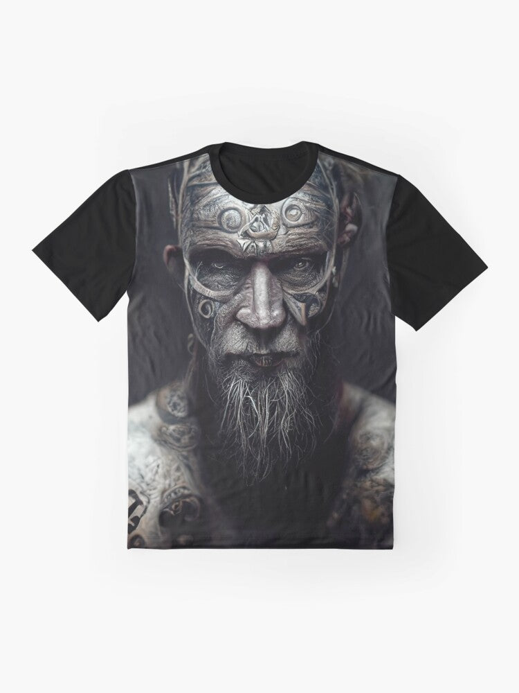 Loki Norse Mythology Graphic T-Shirt featuring the trickster god of Asgard - Flat lay