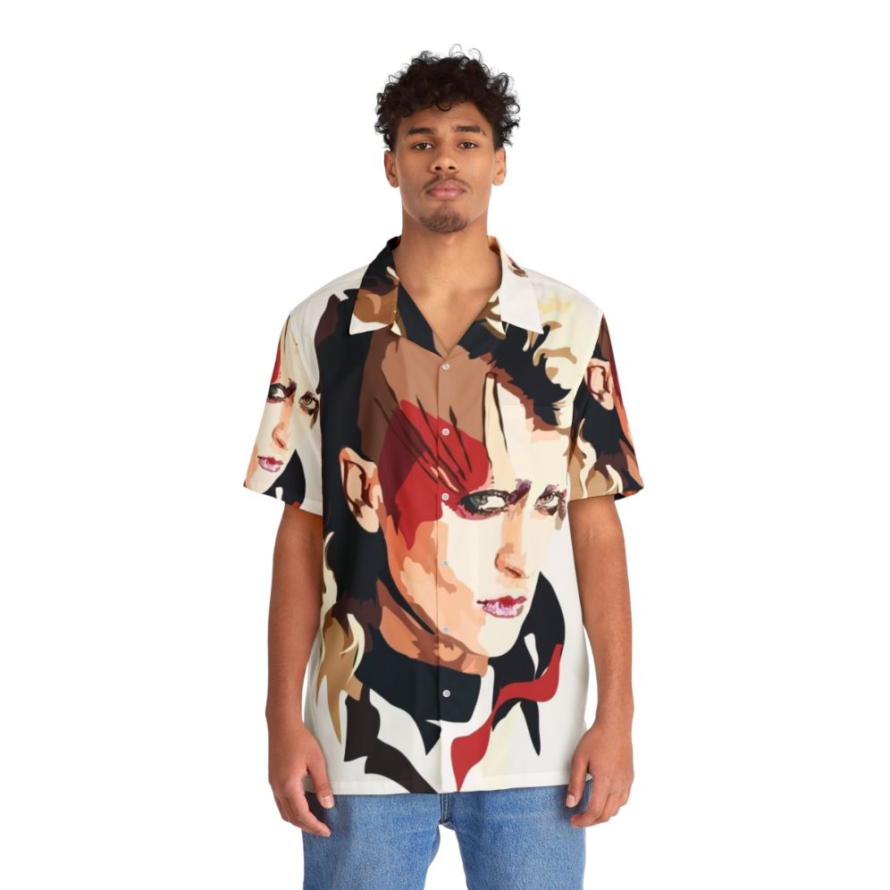 Peaches Hawaiian Shirt featuring a vibrant, music-inspired design - People Front