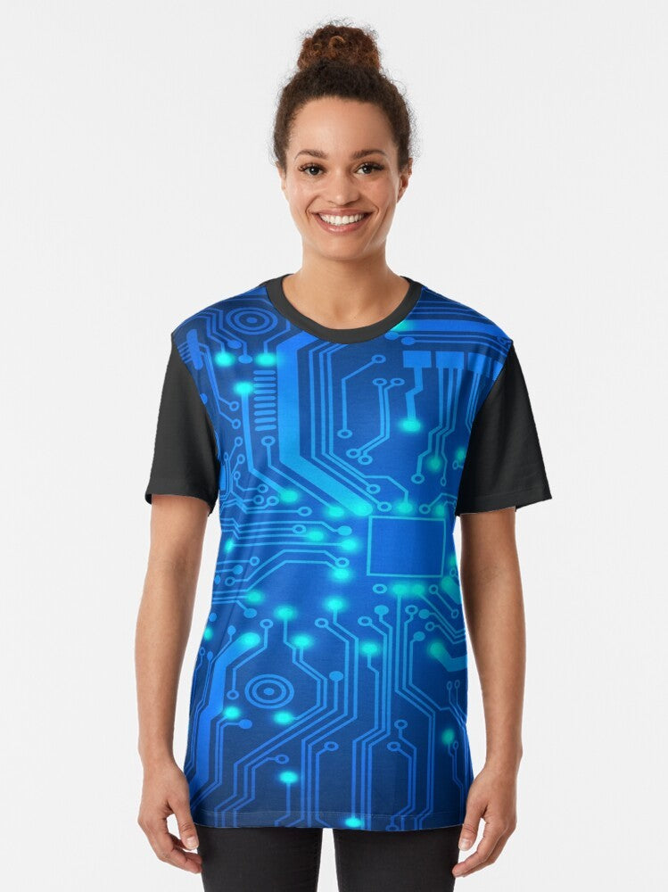 Electronic circuit graphic design t-shirt for computer engineers and technology enthusiasts - Women