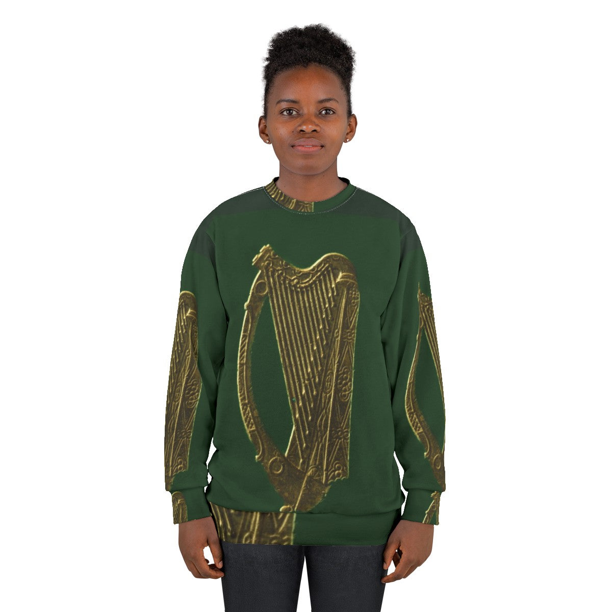 Green Irish Celtic Harp Sweatshirt - women