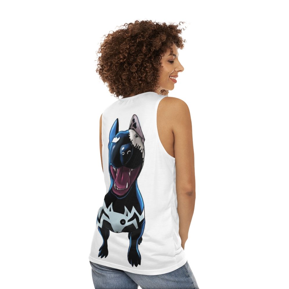 Superhero vs Supervillain Unisex Bull Terrier Tank Top - women back