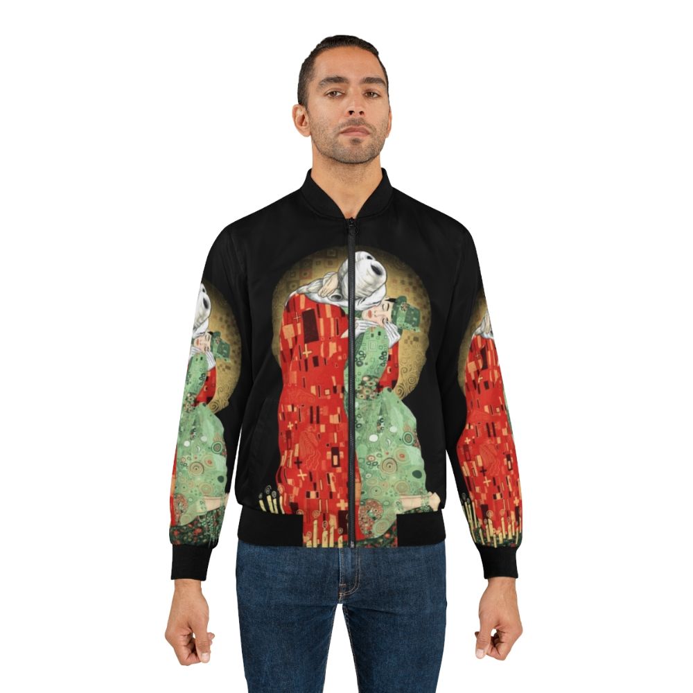 Bloody Kiss Vampire Bomber Jacket - Romantic Gothic Horror Design Featuring Mina and Dracula Kiss - Lifestyle