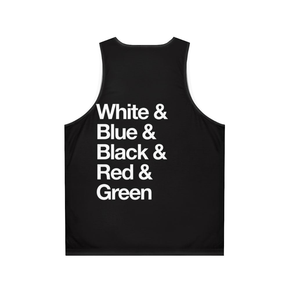 Reversible unisex color block tank top with MTG color wheel design - Back