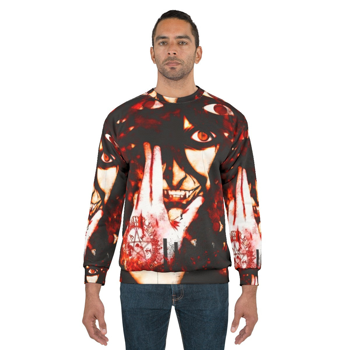 Hellsing anime-inspired sweatshirt with dark, gothic design - men