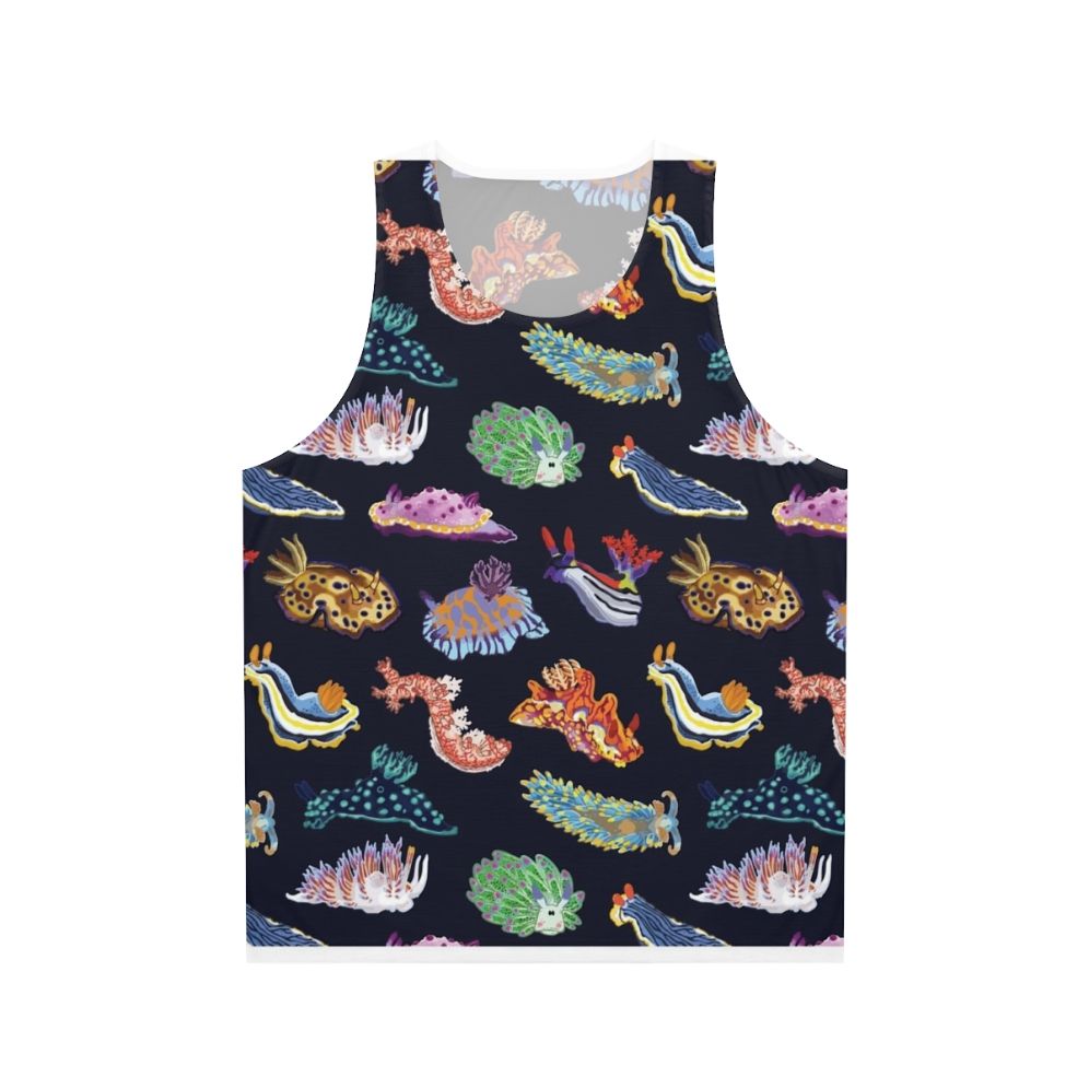 Colorful unisex tank top with nudibranch sea slug design