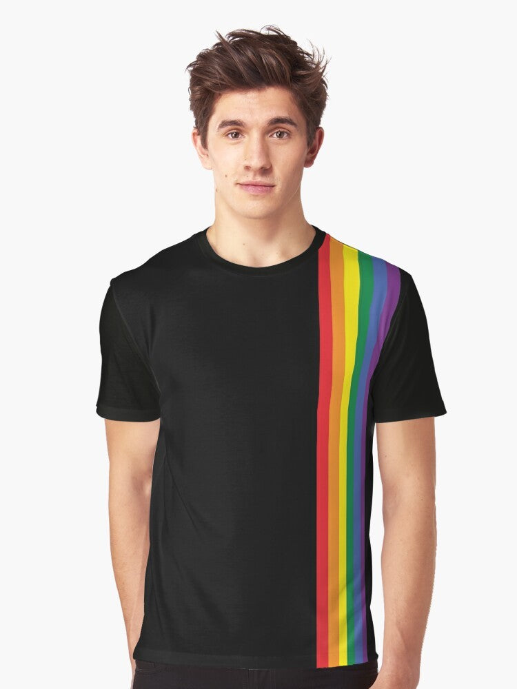 Colorful rainbow pattern graphic t-shirt with LGBTQ pride design - Men