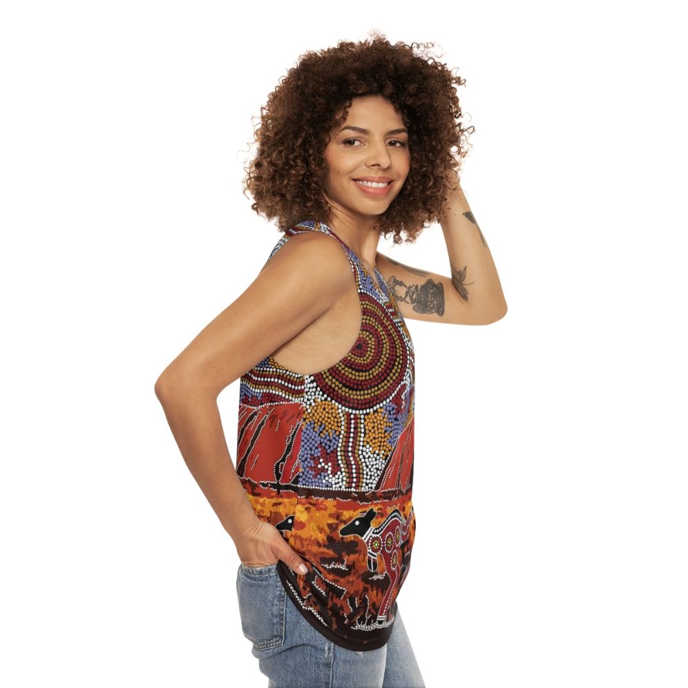 Authentic Aboriginal Art Uluru Tank Top - women side