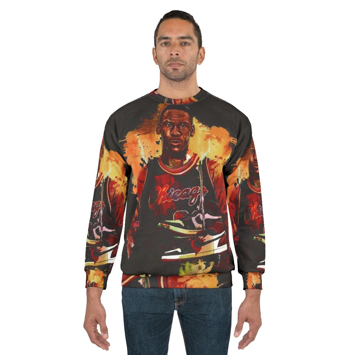 Basketball-themed sweatshirt with MJ sneakers inspired design - men