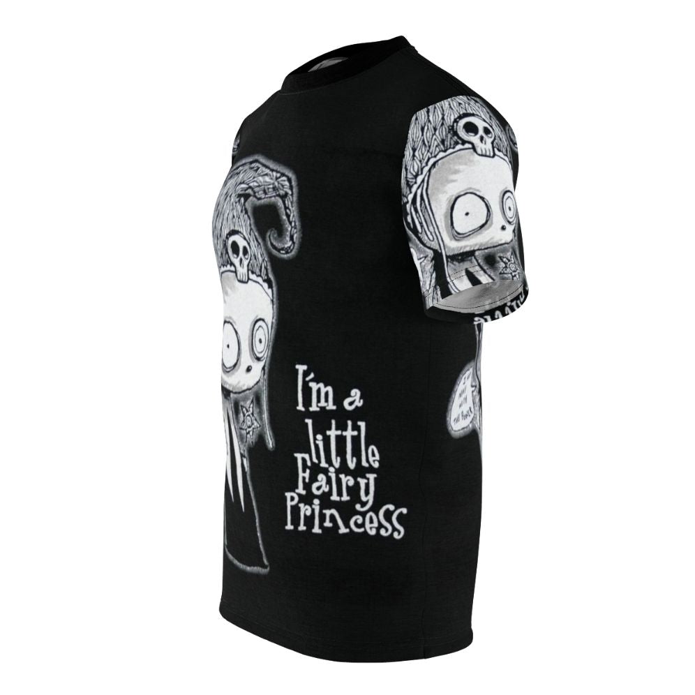 A t-shirt featuring a haunting, gothic design inspired by the character Lenore from Edgar Allan Poe's poetry. - men left