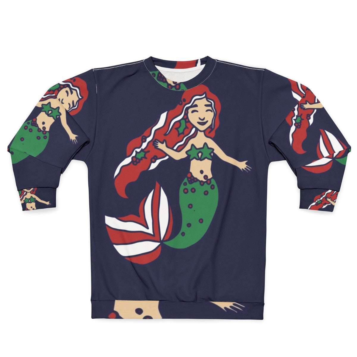 Christmas mermaid sweatshirt featuring a whimsical mermaid design