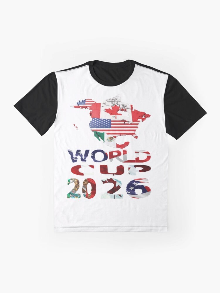 World Cup 2026 graphic tee featuring the flags of America, Canada, and Mexico - Flat lay