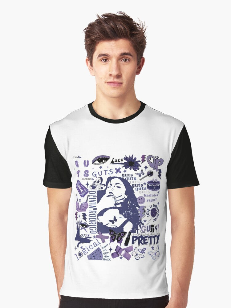 Vintage-style graphic t-shirt featuring "Olivia's Tour 2024" and pop music elements - Men