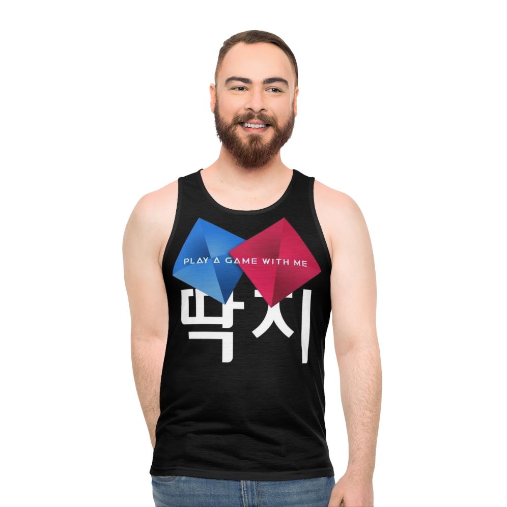 Squid Game Unisex Tank Top with Ddakji Design - men