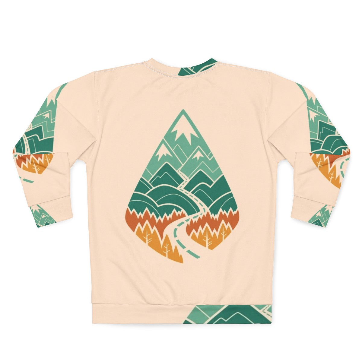 Explore the Road Ahead Summer Sweatshirt with road, mountains, and nature - Back