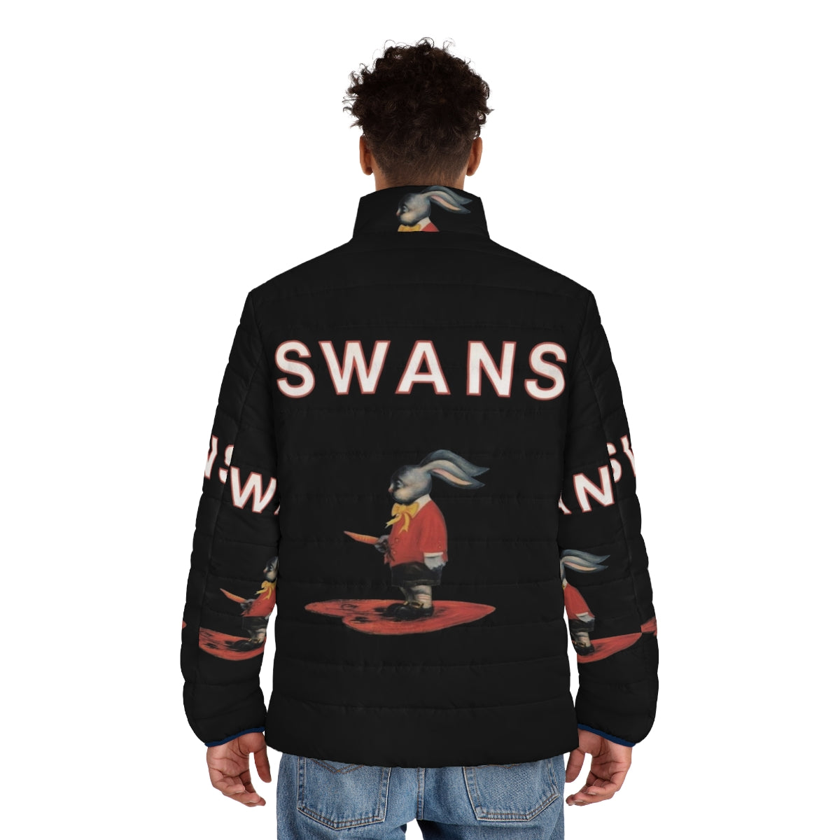 Swans Puffer Jacket featuring the experimental post-punk band Swans - men back