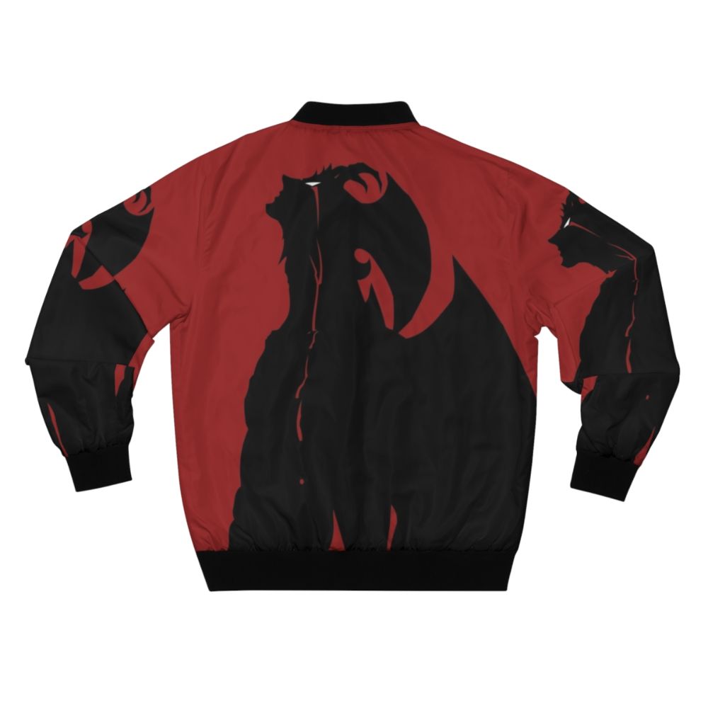 Devilman Crybaby anime-inspired bomber jacket with red and black colors - Back