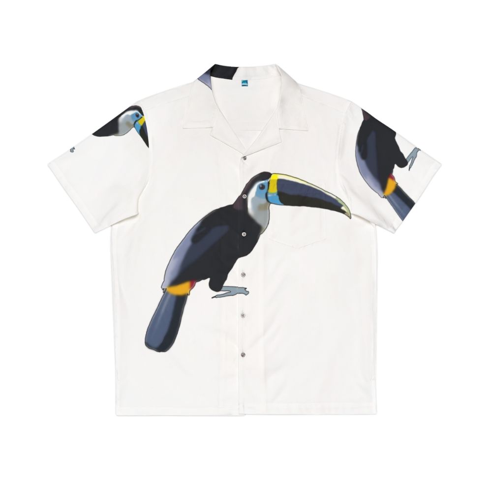 Blue toucan Hawaiian shirt with lush tropical print