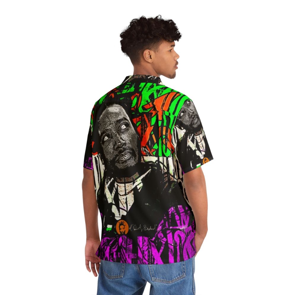 Retro Graffiti Hawaiian Shirt with Purple and Green Pattern - People Back