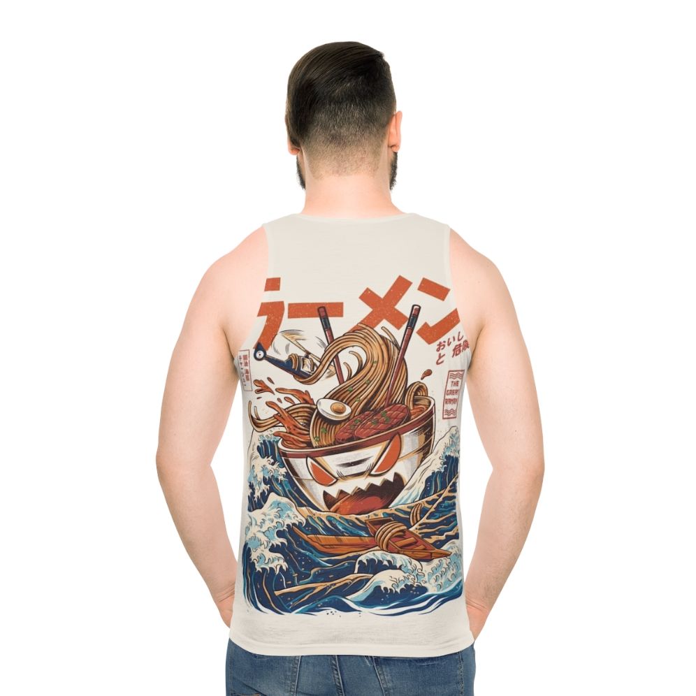 Retro anime kaiju monster food illustration unisex tank top - men back