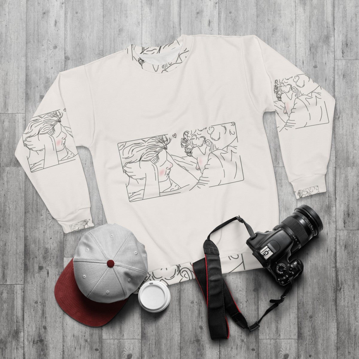 Young Royals Season 2 Wilhelm and Simon Minimal Line Art Sweatshirt - flat lay