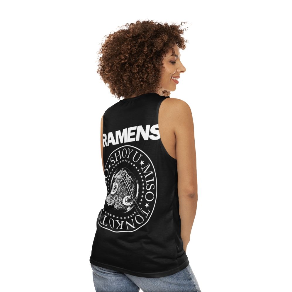 Retro punk rock ramen noodle unisex tank top - women back