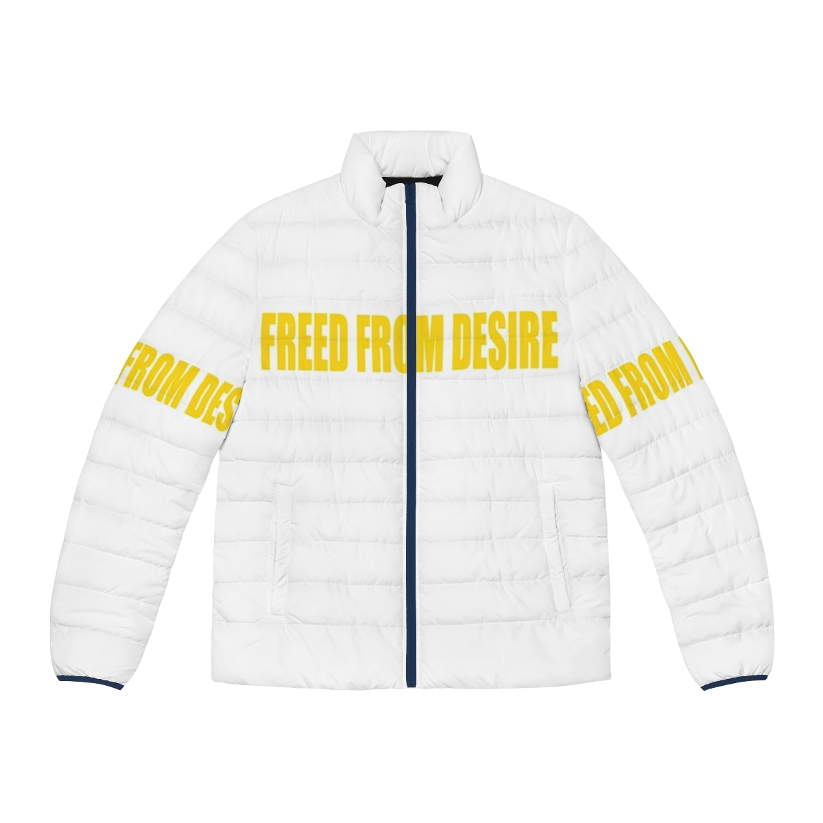 House Music Puffer Jacket with Desire and Music Themed Design