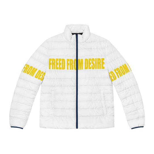 House Music Puffer Jacket with Desire and Music Themed Design