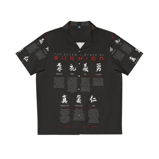 Bushido Code Black Hawaiian Shirt featuring samurai warrior and martial arts design