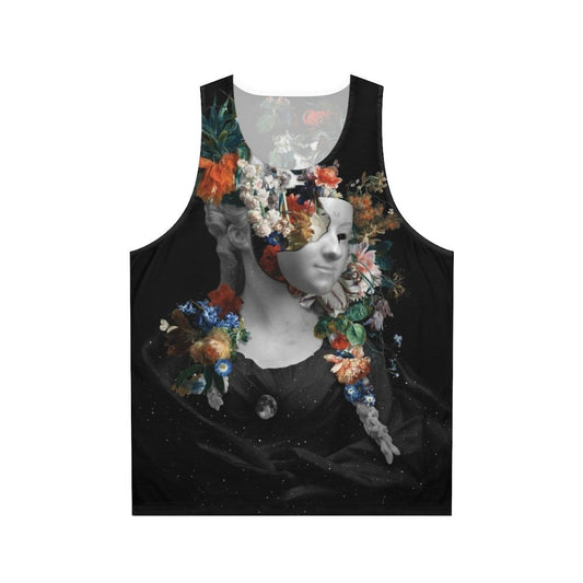 Unisex tank top with a celestial floral design