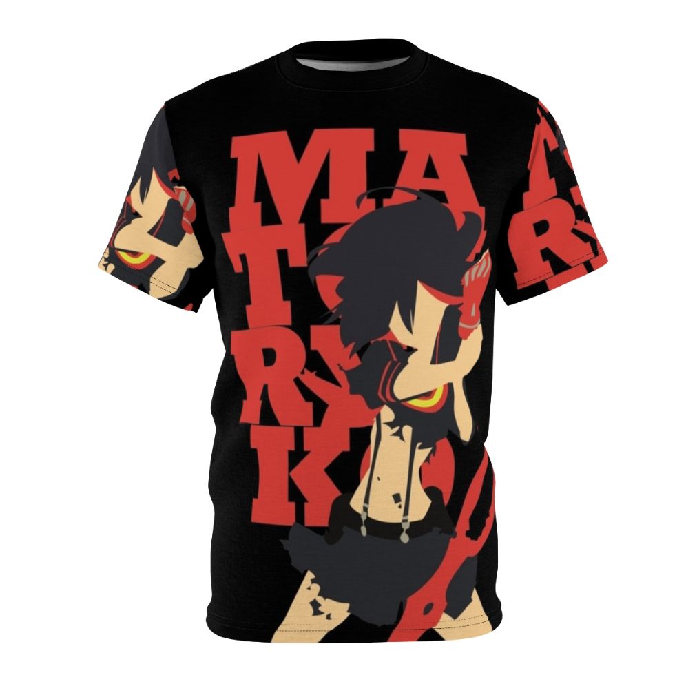 Minimalist anime-inspired t-shirt design featuring the character Matoi Ryuko from the anime series Kill la Kill