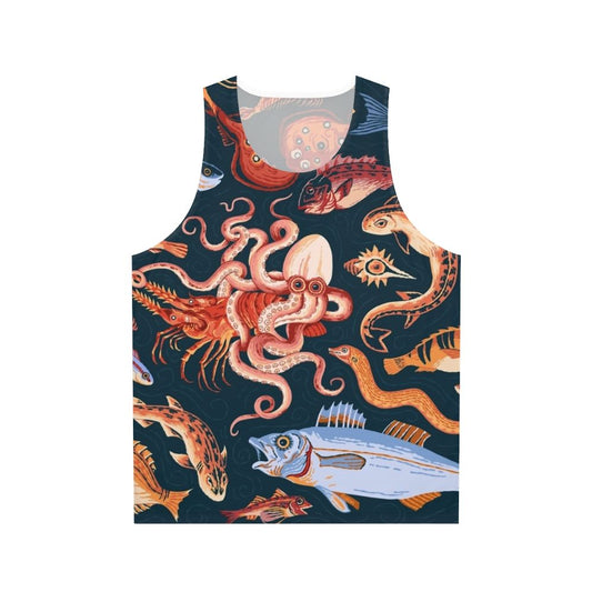 Pompeii mosaic unisex tank top with ancient Roman ocean design