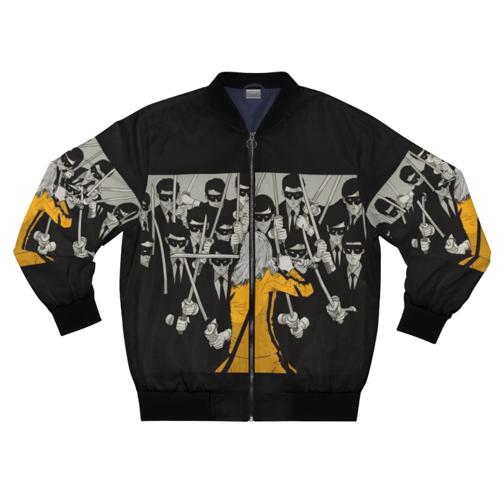 Kill Bill concept art inspired bomber jacket with ninja and anime design elements