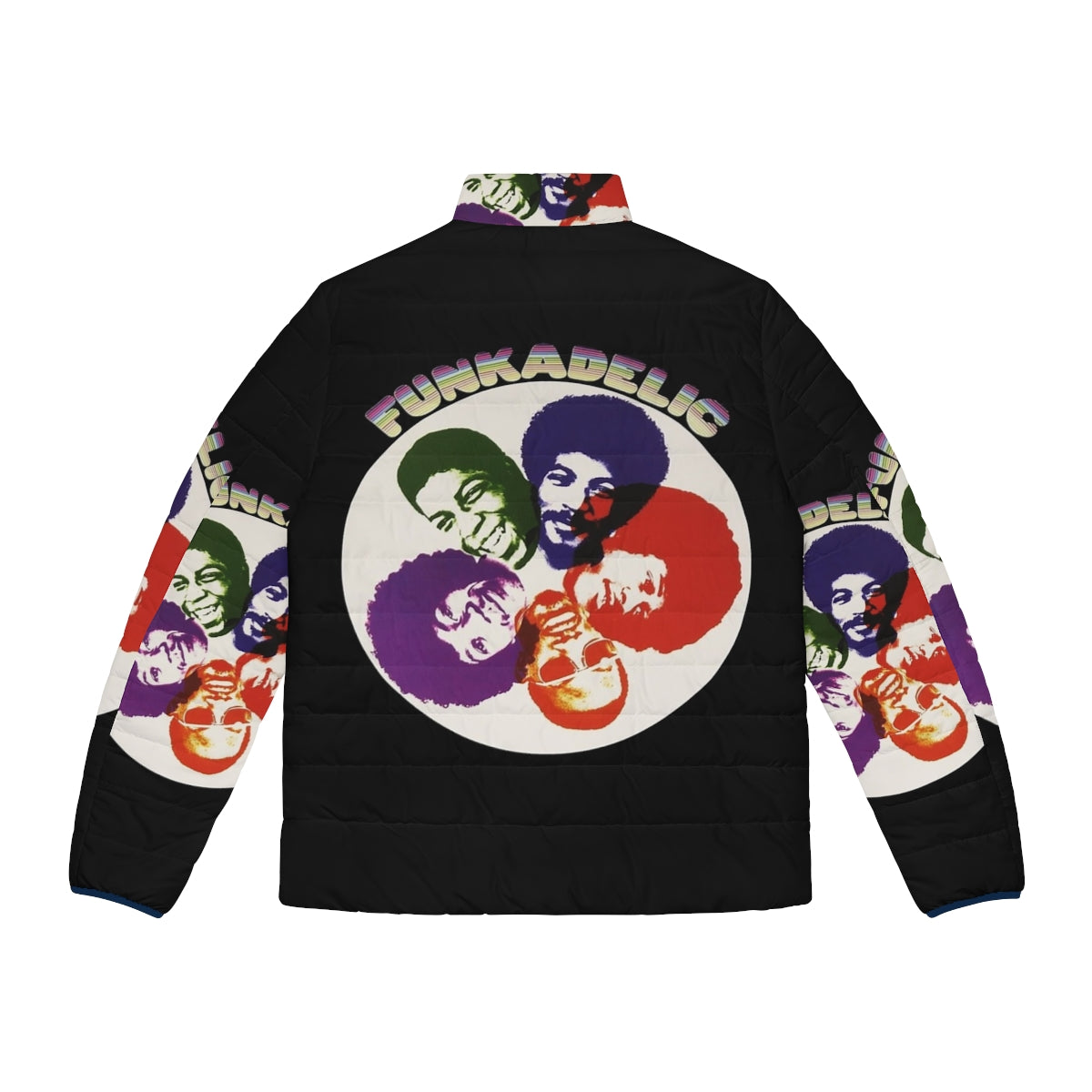 Funkadelic Parliament Band vintage puffer jacket with psychedelic and retro funk design - Back