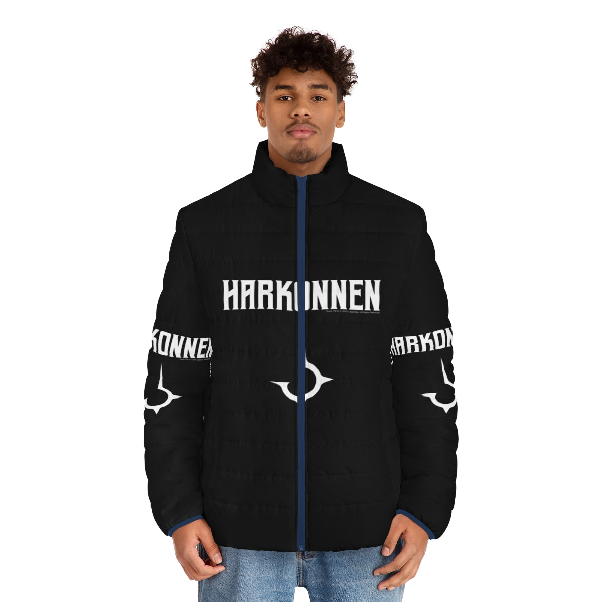 Dune House Harkonnen Puffer Jacket featuring the iconic Harkonnen emblem - men front