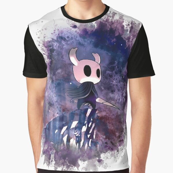 Hollow Knight graphic t-shirt featuring the protagonist of the popular indie video game