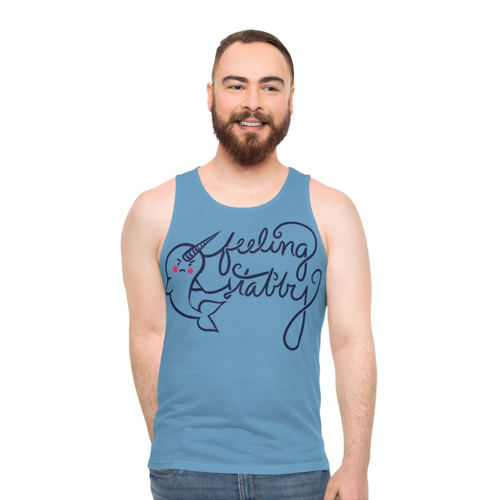 Unisex stabby narwhal funny tank top - men