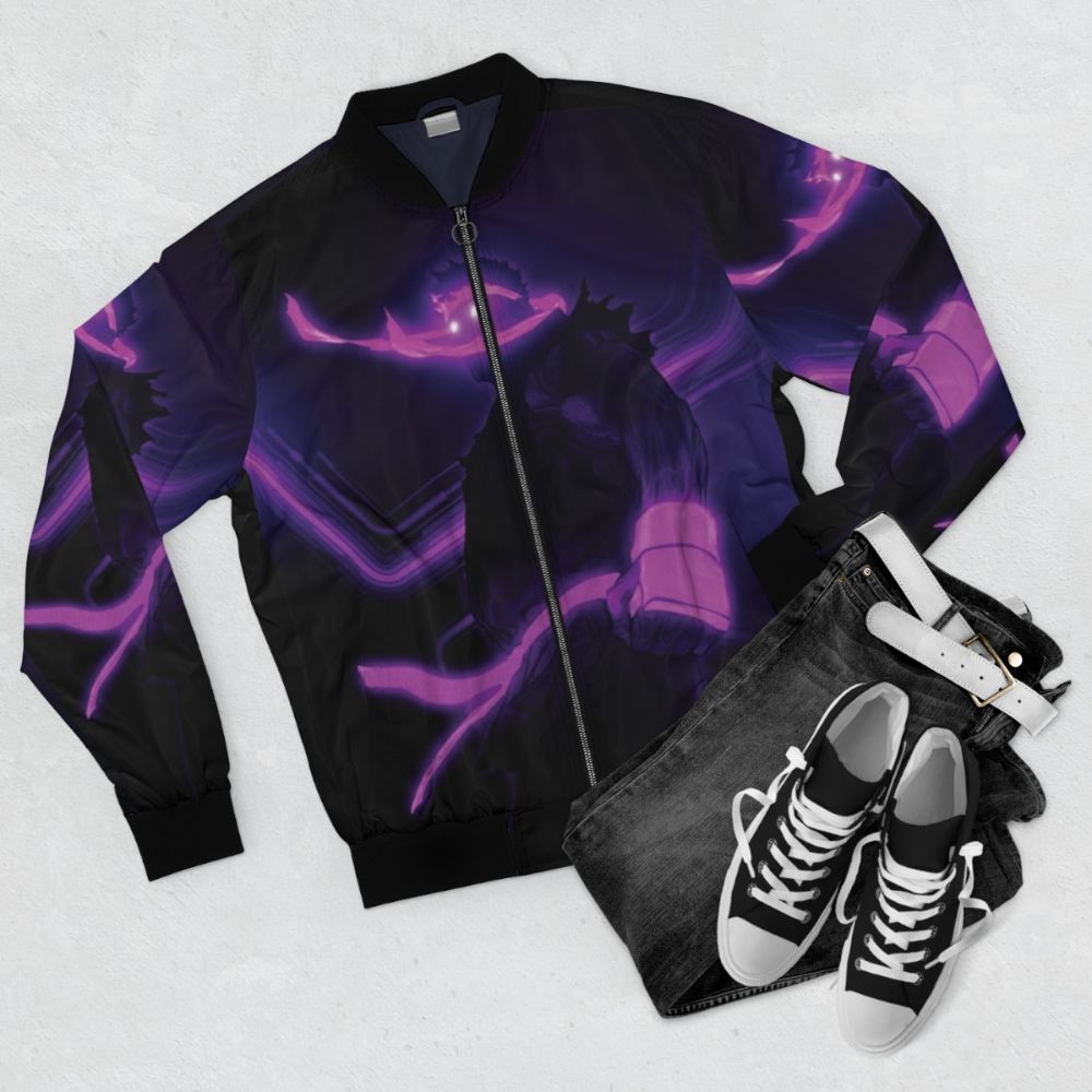 Evil Ryu Street Fighter Bomber Jacket - Flat lay