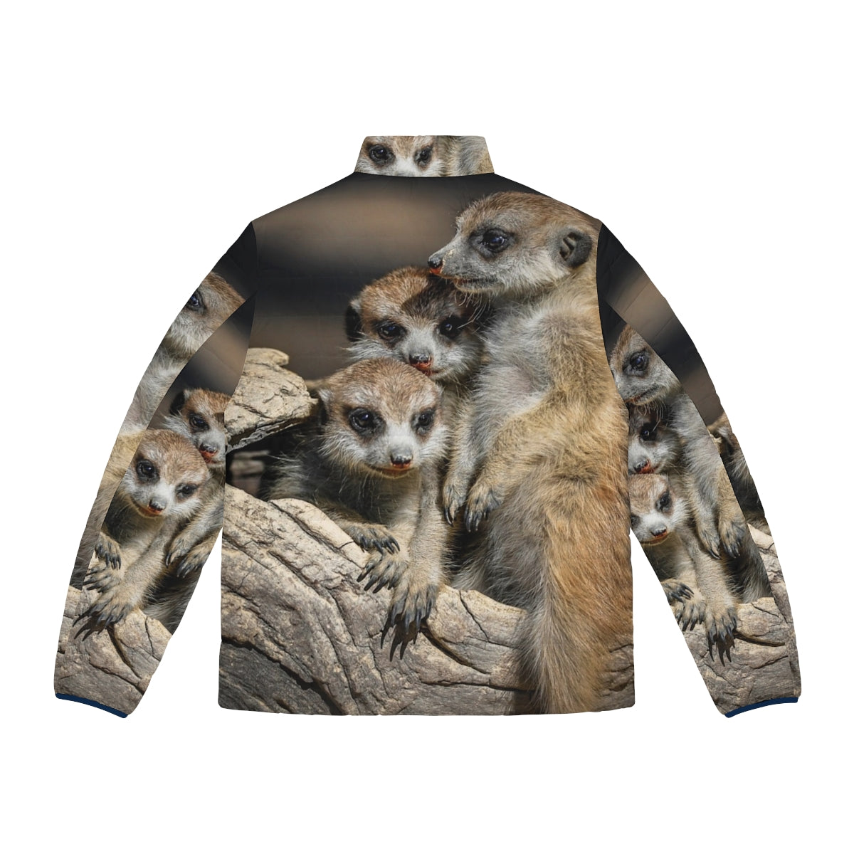 Meerkat Manor Puffer Jacket featuring meerkats in the Australian Hunter Valley - Back