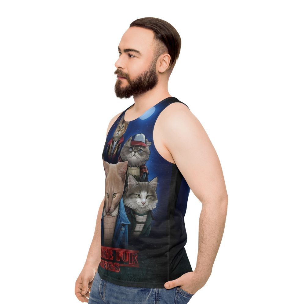 Upside down cats unisex tank top - men side