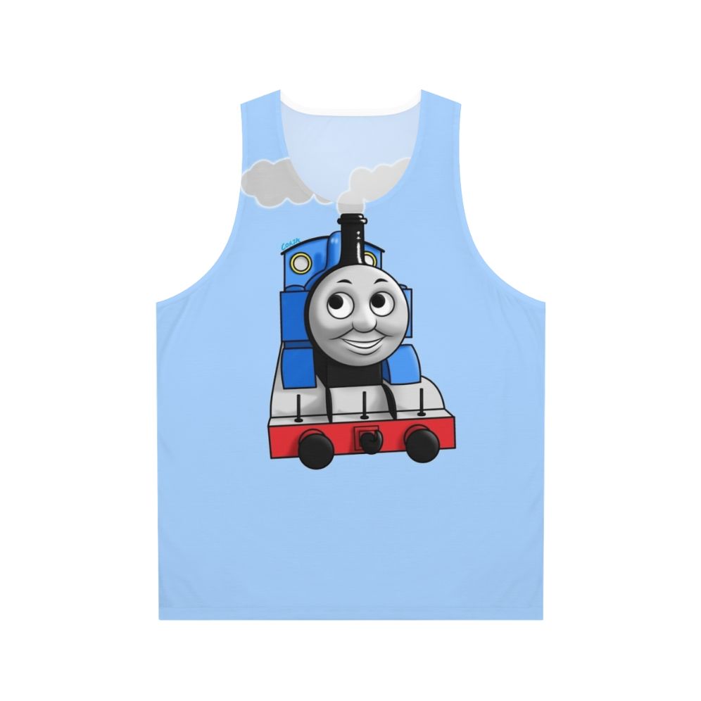 Vintage illustration of Thomas the Tank Engine on a unisex tank top