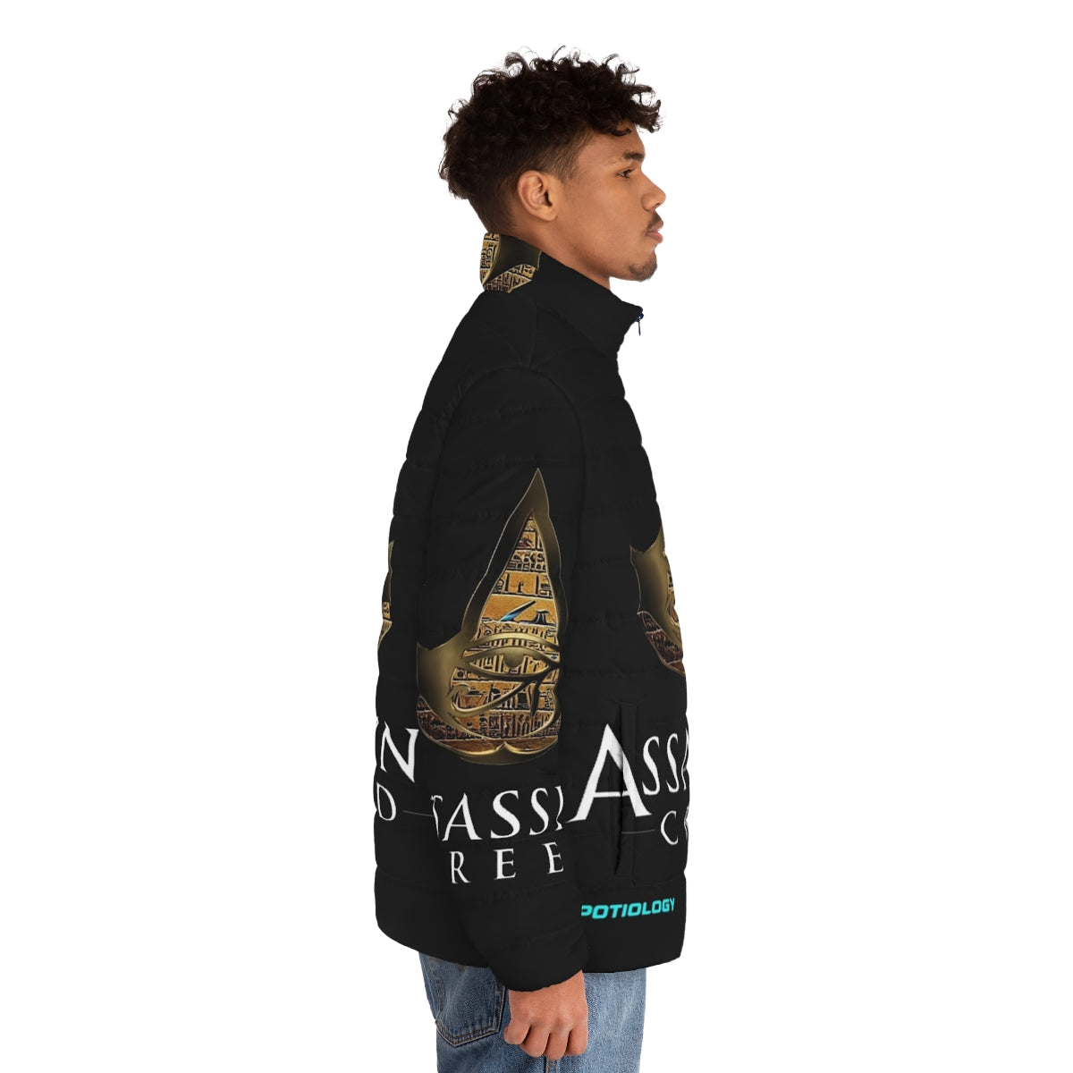 Assassins Creed Puffer Jacket featuring Egypt-inspired design - men side right