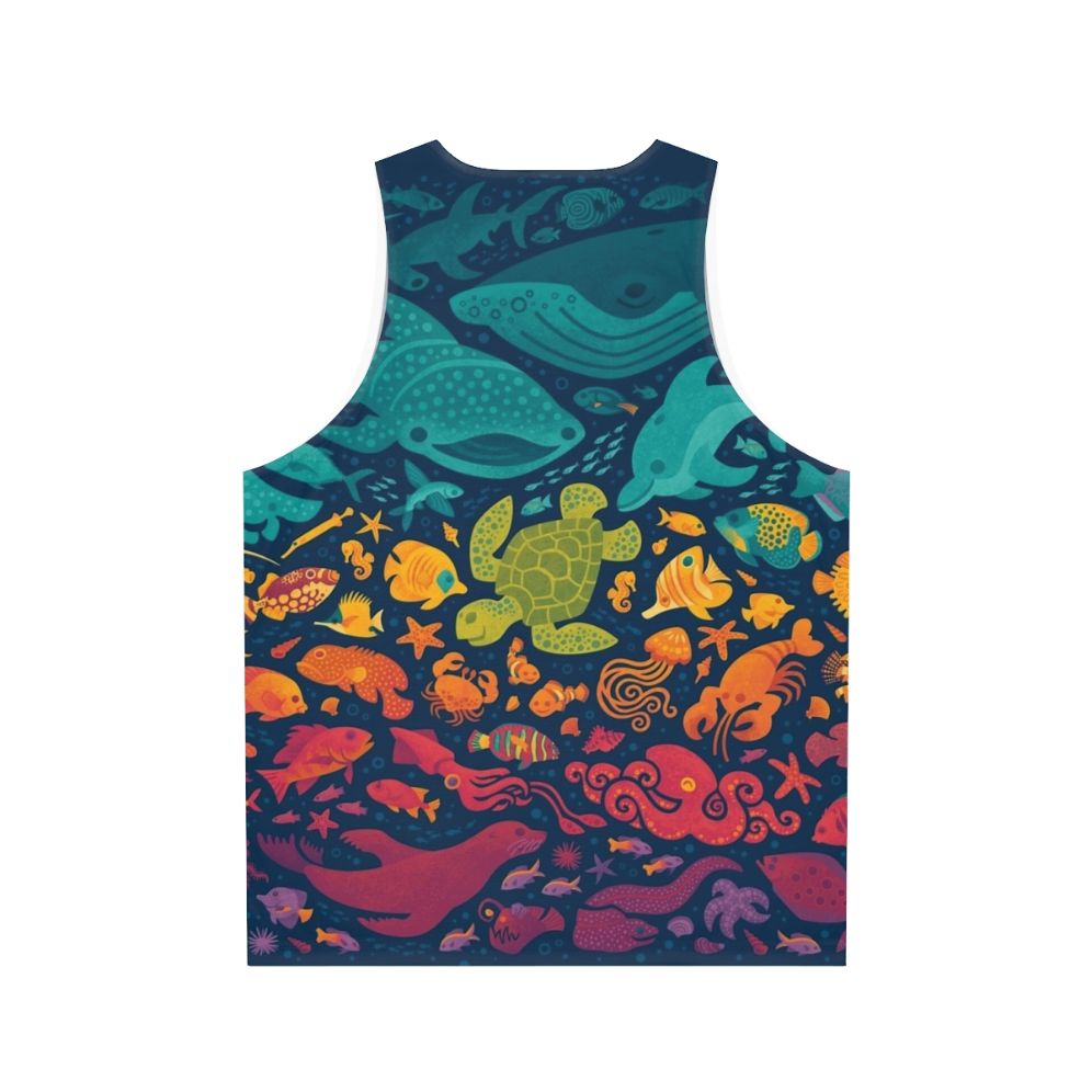 Colorful aquatic spectrum unisex tank top - Back