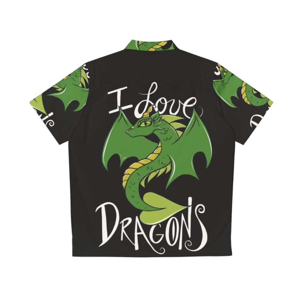 I Love Dragons Hawaiian Shirt with Green Dragon Print - Back