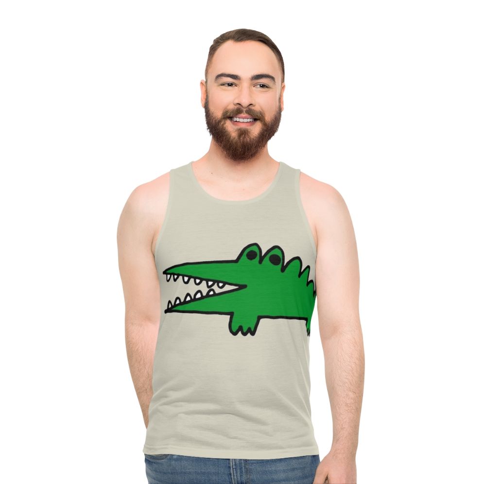 Vintage alligator tank top with a big challenges design - men