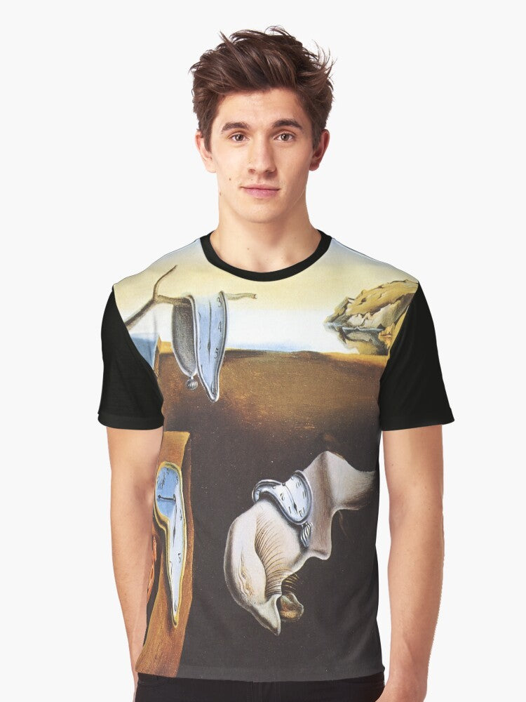 Salvador Dalí's iconic surrealist painting "The Persistence of Memory" printed on a high-quality graphic t-shirt. - Men